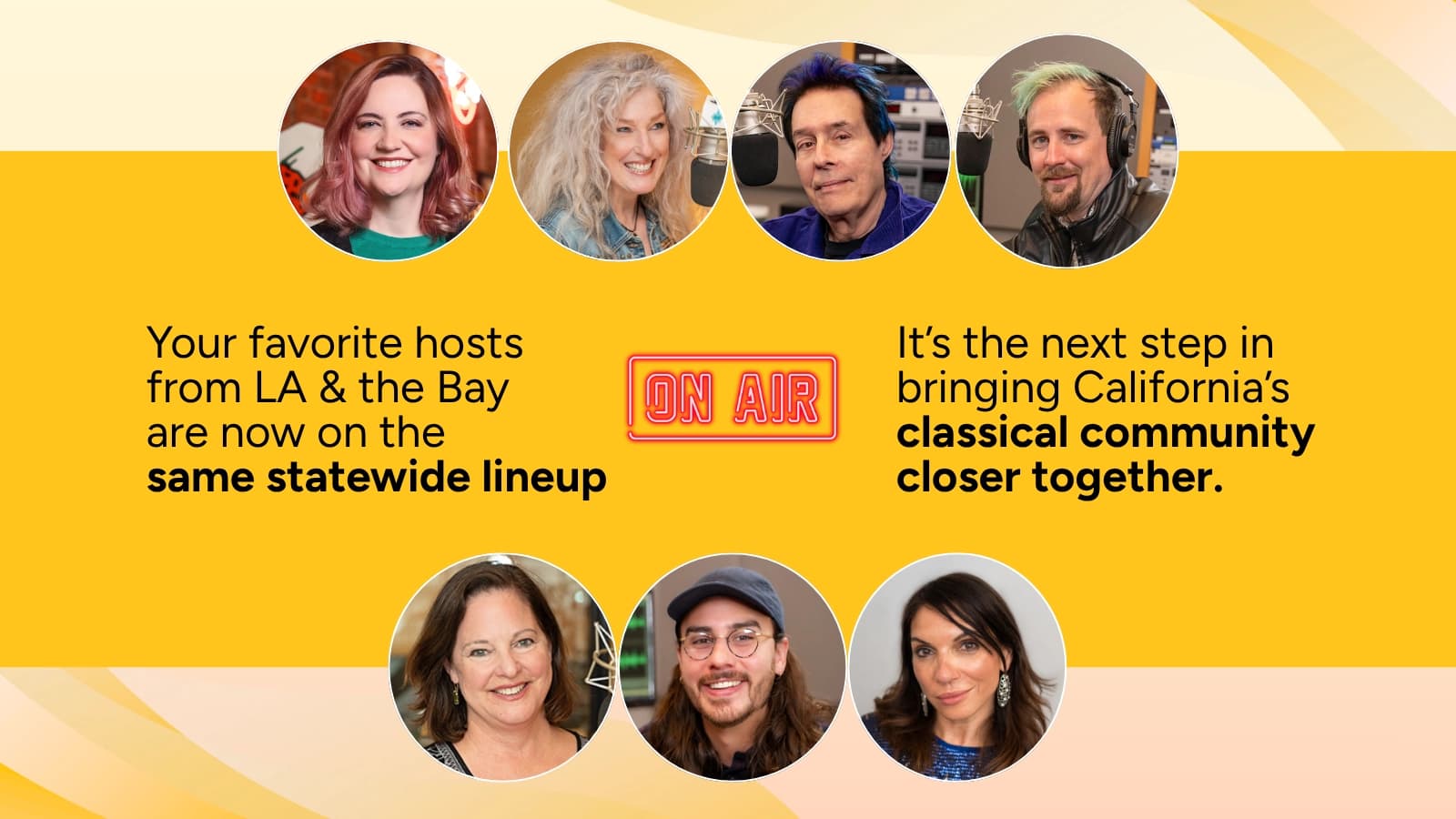 ClassicalCalifornia Unified Host Message that includes the photos and a short message for the announcement of the statewide lineup that began October 27, 2025.