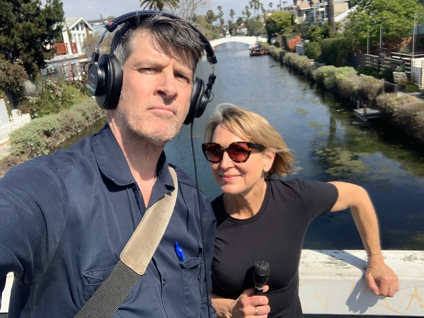 Violinist Nina Evtuhov (and Notes from the Fires host John Rabe), on one of the canal-spanning bridges in Venice, taking a break from recording their interview.
